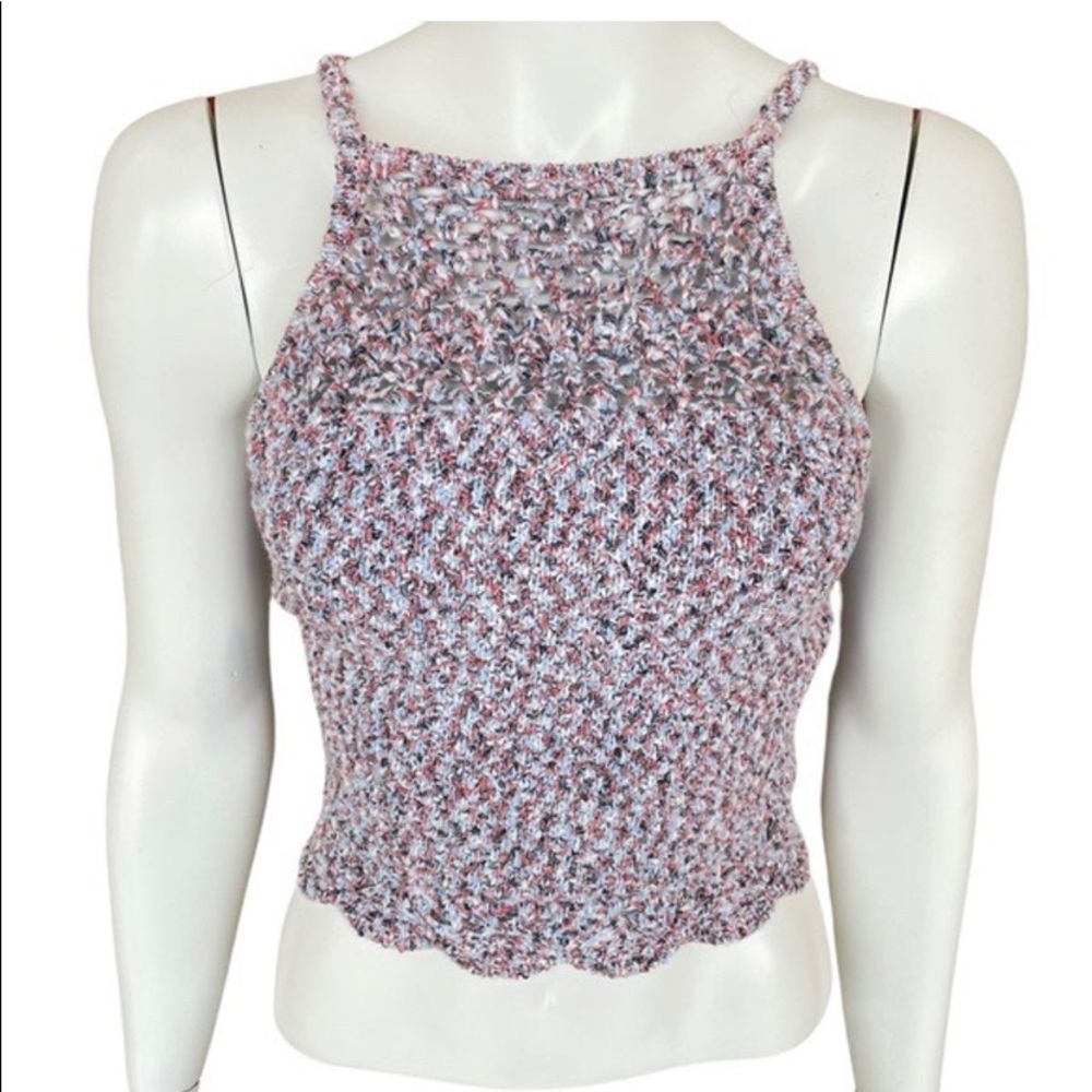 Hollister High Neck Cropped Crotchet Tank Top